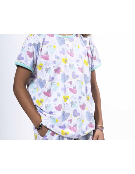 Pijama corto juvenil algodón "Queen of hearts" de Kinanit