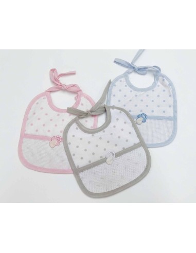Babero bebé para bordar "Topos y chupete" de...
