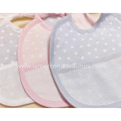 Babero bebé "Corazones" de Bimbi Amo · 3 colores · 2