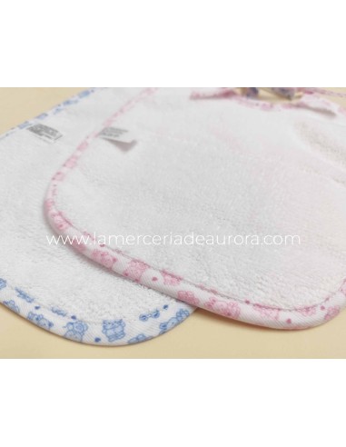 Babero para bordar piqué "Ositos" - DETALLE TRASERO