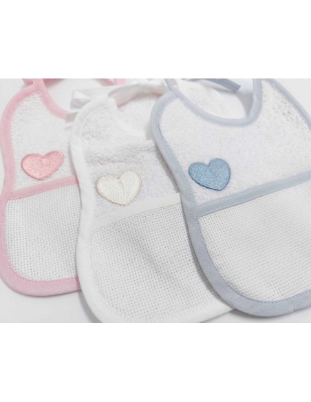 Babero bebé para bordar "Corazón" de Bimbi Amo · 3 colores ·