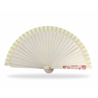Abanico madera liso (15cm) "Barroco marfil"