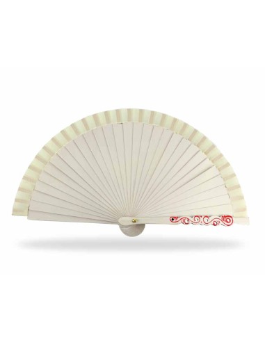 Abanico madera liso (15cm) "Barroco marfil"