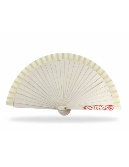 Abanico madera liso (15cm) "Barroco marfil"