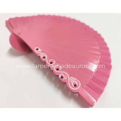 Abanico madera liso (15cm) "Barroco coral" 2
