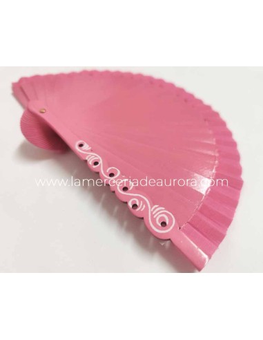 Abanico madera liso (15cm) "Barroco coral"