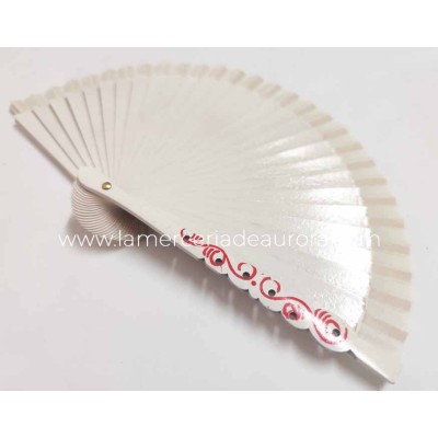 Abanico madera liso (15cm) "Barroco marfil" 2