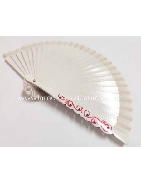 Abanico madera liso (15cm) "Barroco marfil"