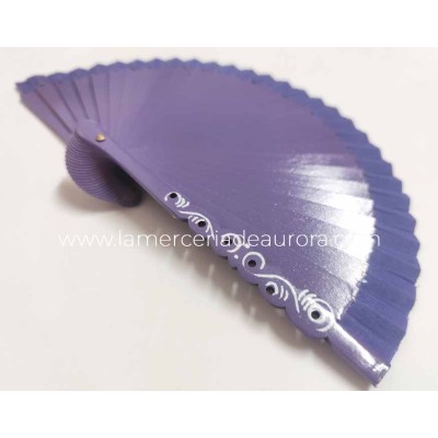 Abanico madera liso (15cm) "Barroco malva" 2