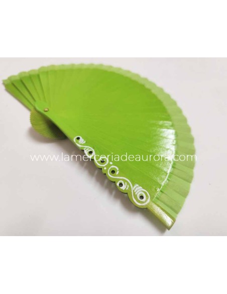 Abanico madera liso (15cm) "Barroco Verde pistacho"