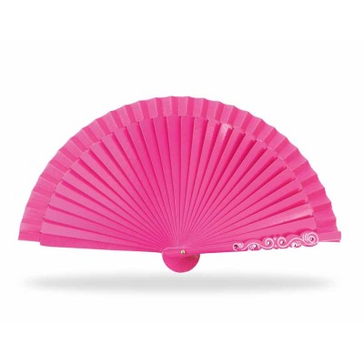Abanico madera liso (15cm) "Barroco fucsia"