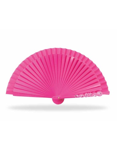 Abanico madera liso (15cm) "Barroco fucsia"