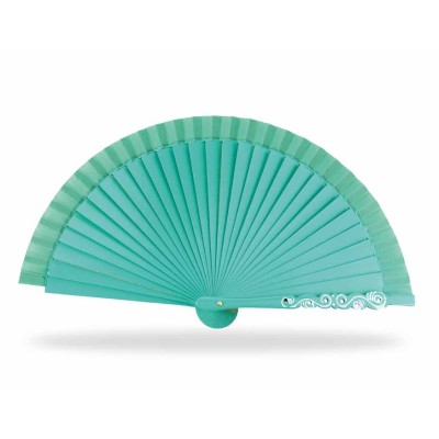 Abanico madera liso (15cm) "Barroco verde esmeralda"