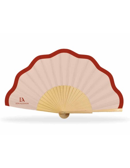 Abanico madera y tela ondulada + funda "Maquillaje y teja" de Don Algodón