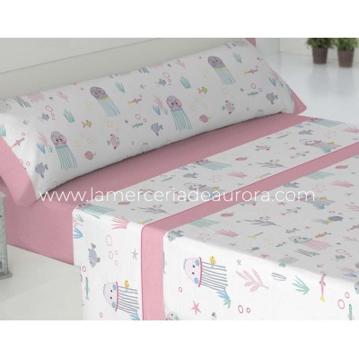 Sábanas tela infantiles "Medusas rosa" de Gamberritos 2