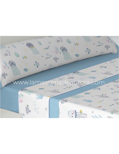 Sábanas tela infantiles "Medusas azul" de Gamberritos