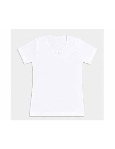 Camiseta interior niña algodón sin costuras manga corta K6504 de Calamaro