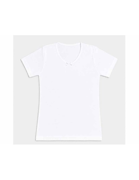 Camiseta interior niña algodón sin costuras manga corta K6504 de Calamaro