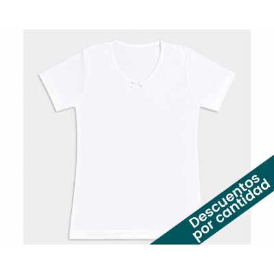 Camiseta interior niña algodón sin costuras manga corta K6504 de Calamaro