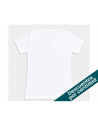 Camiseta interior niña algodón sin costuras manga corta K6504 de Calamaro