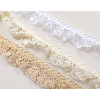 Encaje perle fruncido (ancho 2,5 cms) "Anxo" · 3 colores ·