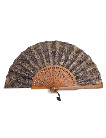 Abanico de madera calado "Cachemir dorado" de Cuatrogotas