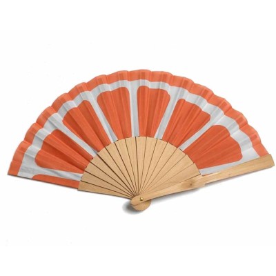Abanico de madera natural y tela "Naranja" de D´Casa