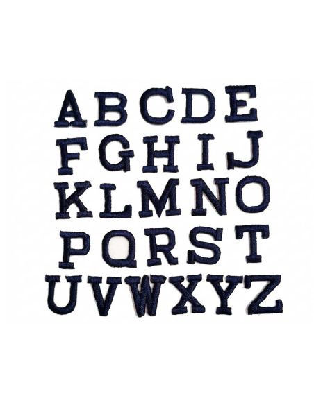 Letras bordadas termoadhesivas Rectas Azul Marino de Marbet