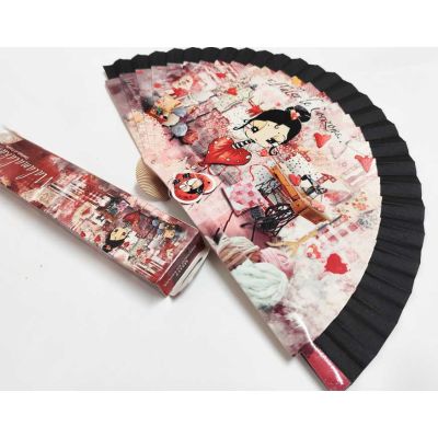 Abanico madera con caja "Taller de corazones" negro de Malamalaka 2