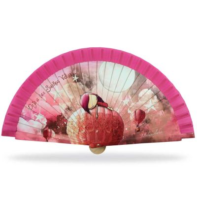 Abanico madera con caja "Sueños" rosa de Malamalaka