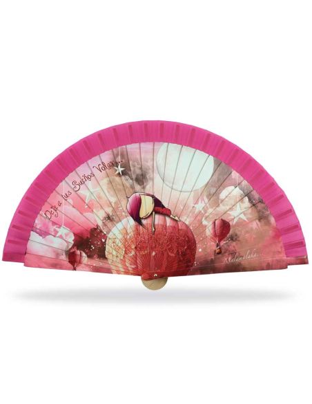 Abanico madera con caja "Sueños" rosa de Malamalaka