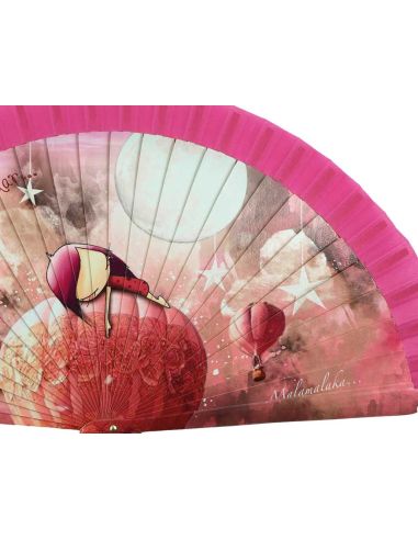 Abanico madera con caja "Sueños" rosa de Malamalaka