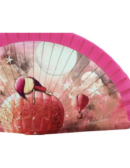 Abanico madera con caja "Sueños" rosa de Malamalaka