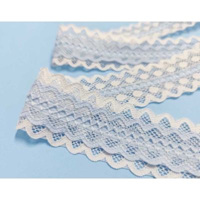 Entredós encaje nylon doble marfil y celeste (ancho... 2