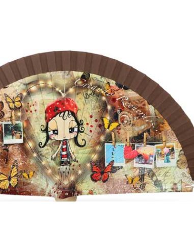 Abanico madera con caja "Creando recuerdos" chocolate de Malamalaka
