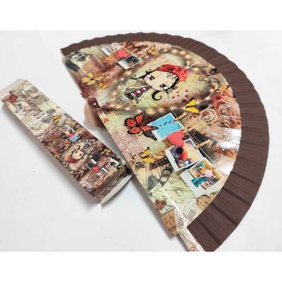 Abanico madera con caja "Creando recuerdos" chocolate de Malamalaka 2