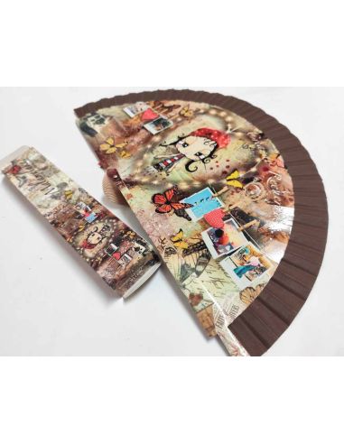 Abanico madera con caja "Creando recuerdos" chocolate de Malamalaka