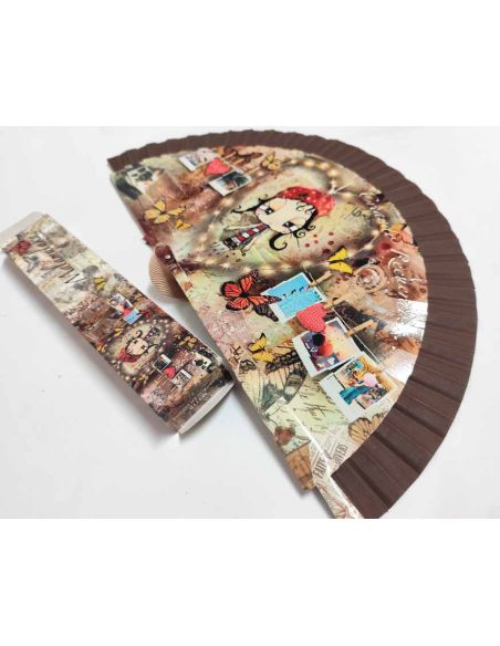 Abanico madera con caja "Creando recuerdos" chocolate de Malamalaka