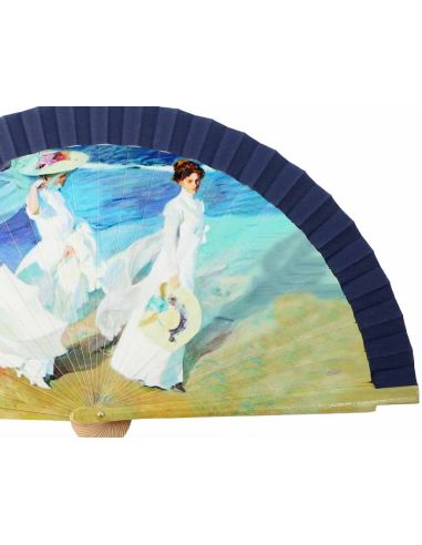 Abanico madera con caja "Paseo a orillas del mar de Sorolla"