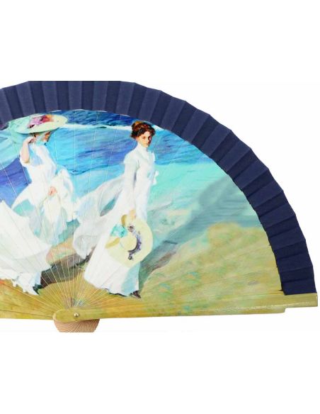 Abanico madera con caja "Paseo a orillas del mar de Sorolla"