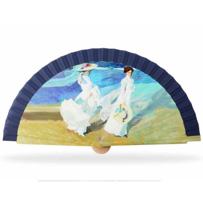 Abanico madera con caja "Paseo a orillas del mar de Sorolla"