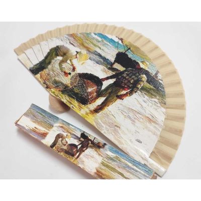 Abanico madera con caja "Pescadores Valencianos de Sorolla" 2