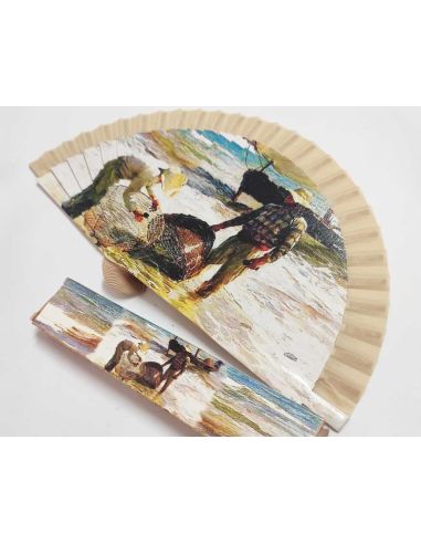 Abanico madera con caja "Pescadores Valencianos de Sorolla"