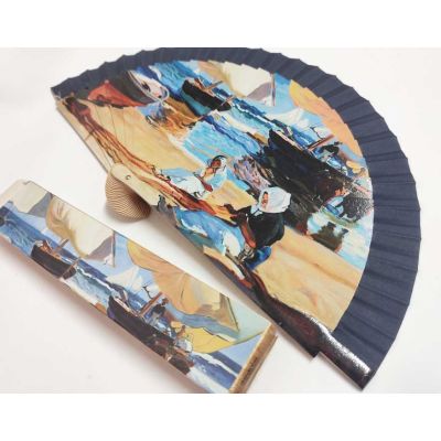 Abanico madera con caja "Cosiendo las redes de Sorolla" 2