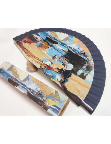 Abanico madera con caja "Cosiendo las redes de Sorolla"