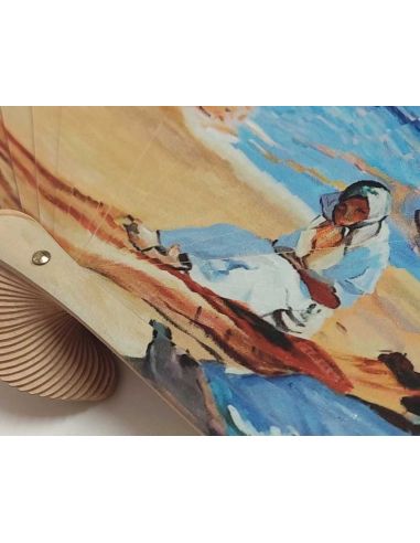 Abanico madera con caja "Cosiendo las redes de Sorolla"