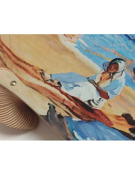 Abanico madera con caja "Cosiendo las redes de Sorolla"