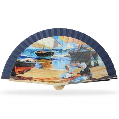 Abanico madera con caja "Cosiendo las redes de Sorolla"