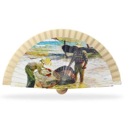 Abanico madera con caja "Pescadores Valencianos de Sorolla"