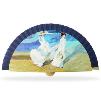 Abanico madera con caja "Paseo a orillas del mar de Sorolla"